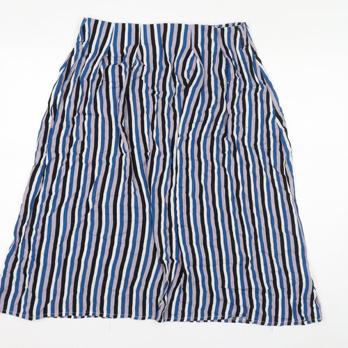 Sweewë Womens Multicoloured Striped Polyester A-Line Skirt Size L Zip