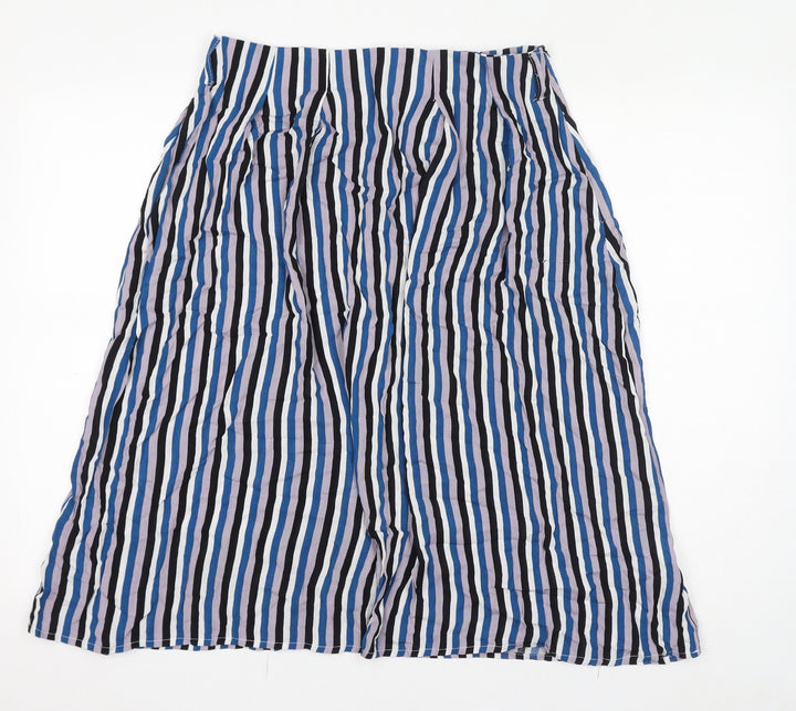 Sweewë Womens Multicoloured Striped Polyester A-Line Skirt Size L Zip