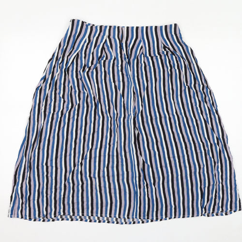 Sweewë Womens Multicoloured Striped Polyester A-Line Skirt Size L Zip