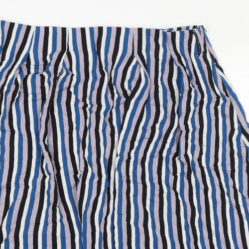 Sweewë Womens Multicoloured Striped Polyester A-Line Skirt Size L Zip