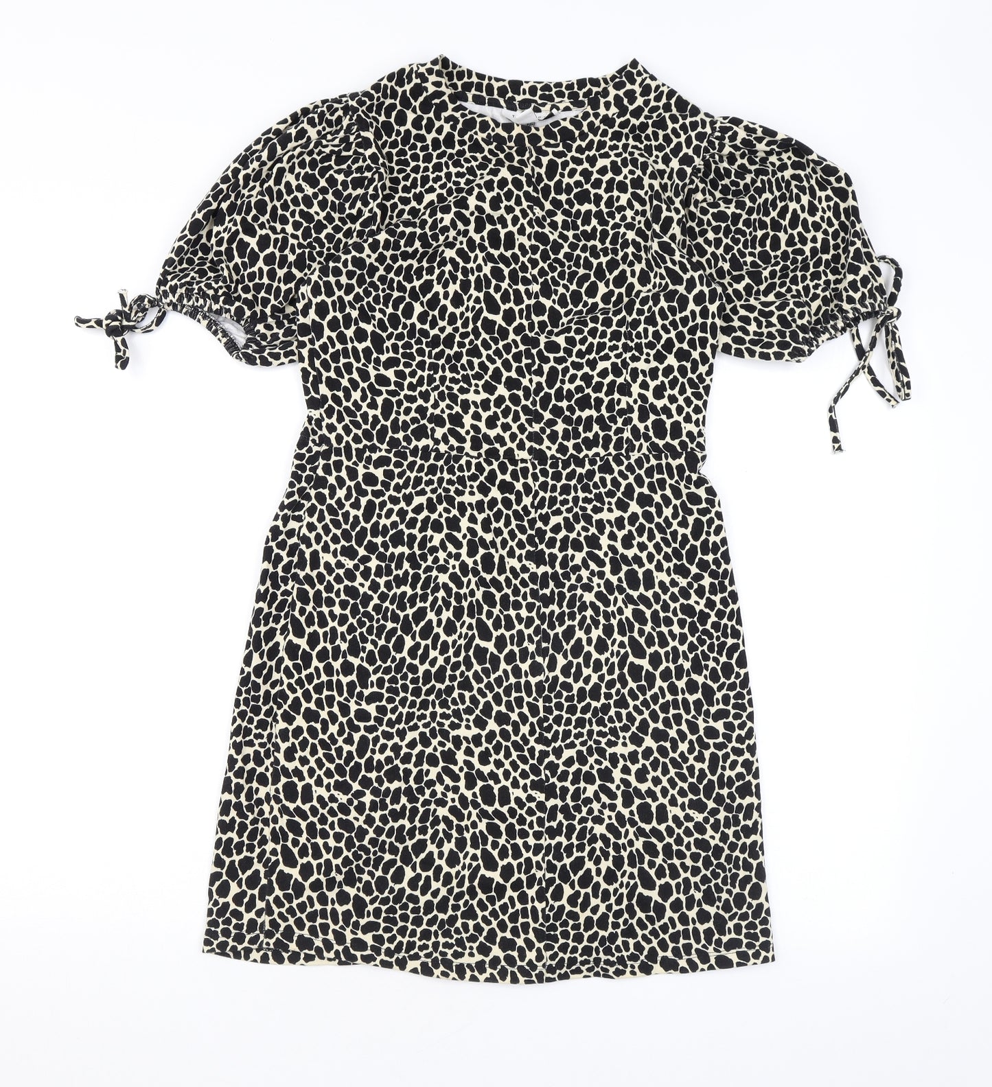 Topshop Womens Beige Animal Print Cotton A-Line Size 6 Round Neck Pullover