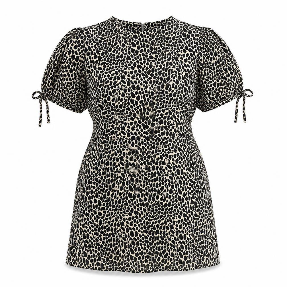 Topshop Womens Beige Animal Print Cotton A-Line Size 6 Round Neck Pullover