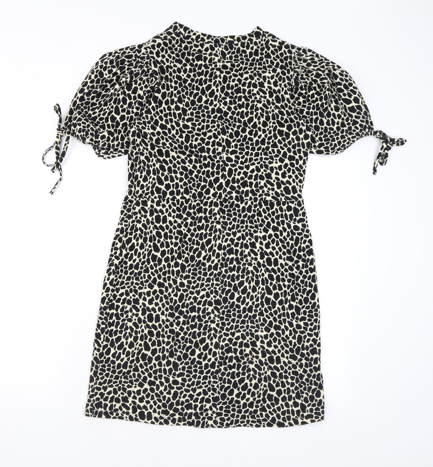 Topshop Womens Beige Animal Print Cotton A-Line Size 6 Round Neck Pullover