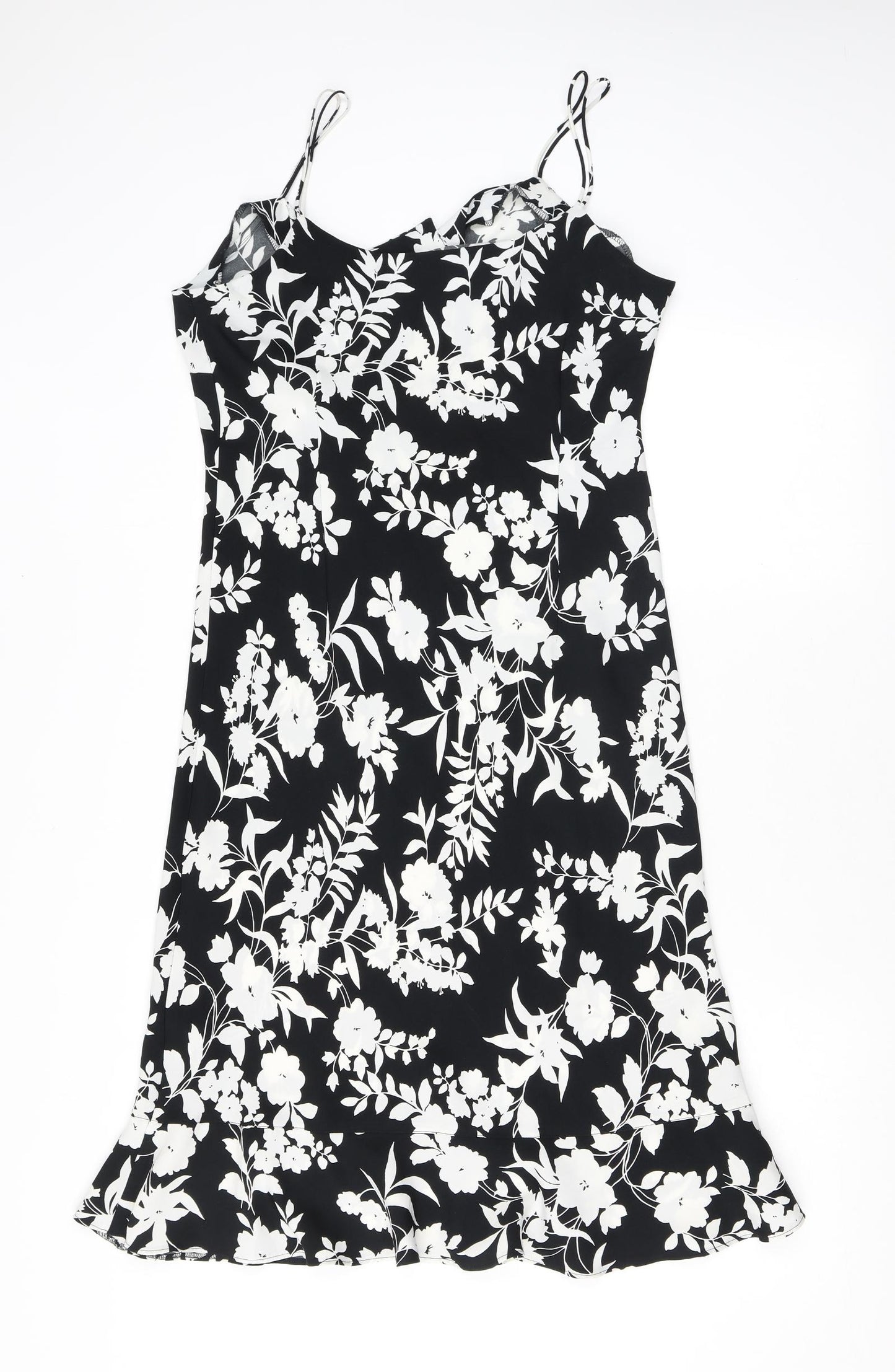 AMARANTO Womens Black Floral Polyester Bodycon Size 12 Cowl Neck Pullover