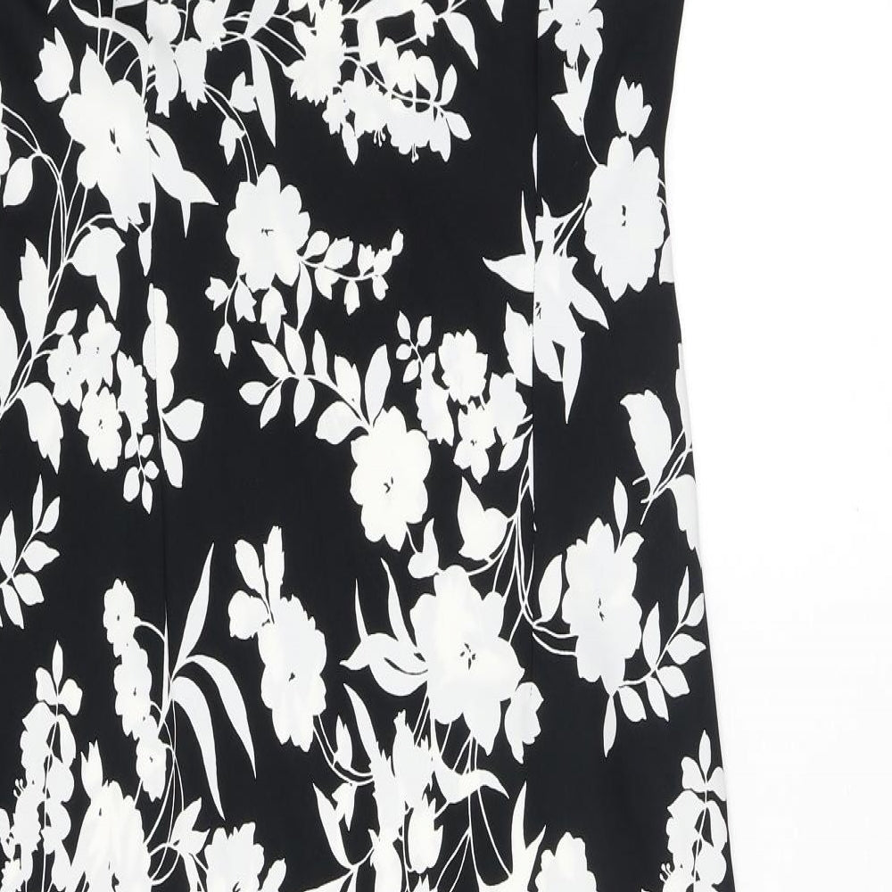 AMARANTO Womens Black Floral Polyester Bodycon Size 12 Cowl Neck Pullover