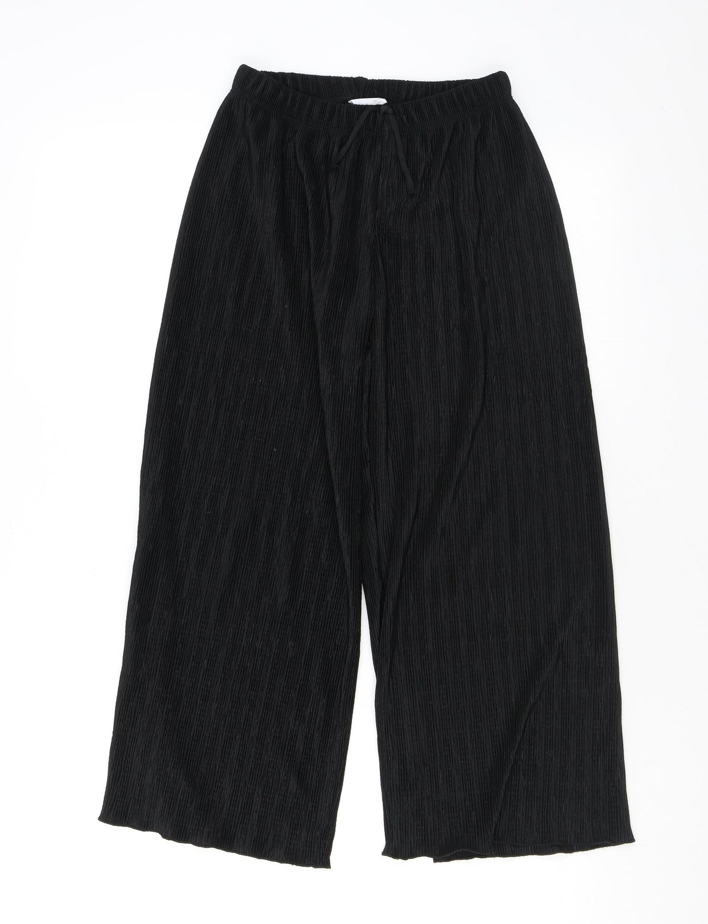 Zara Girls Black Polyester Cropped Trousers Size 9 Years L21 in Regular Pullover