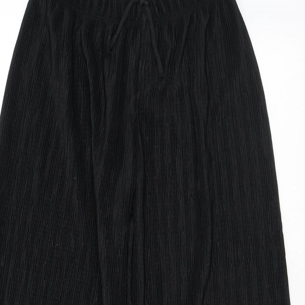 Zara Girls Black Polyester Cropped Trousers Size 9 Years L21 in Regular Pullover
