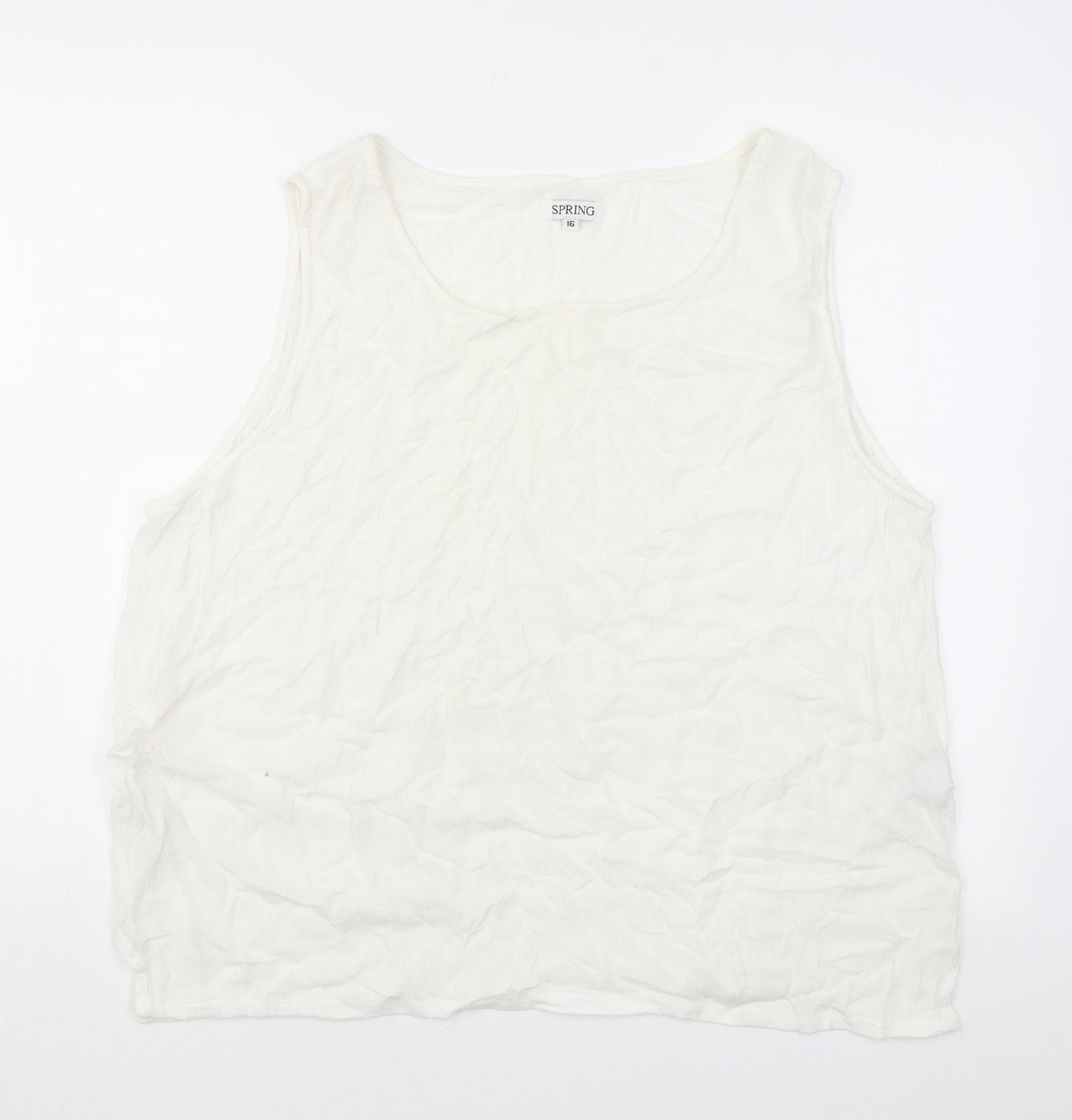 Spring Womens White Viscose Basic Tank Size 16 Roll Neck