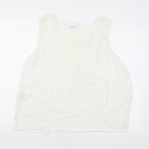 Spring Womens White Viscose Basic Tank Size 16 Roll Neck