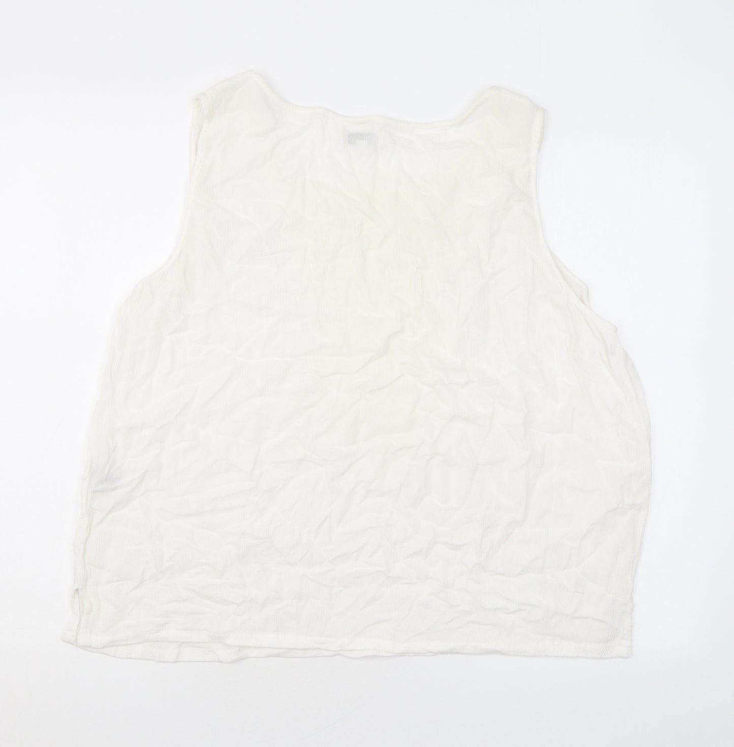 Spring Womens White Viscose Basic Tank Size 16 Roll Neck