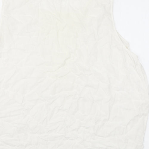 Spring Womens White Viscose Basic Tank Size 16 Roll Neck
