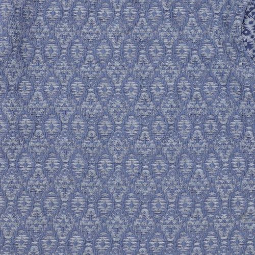 Indigo Womens Blue Geometric Polyester Basic T-Shirt Size 12 Round Neck