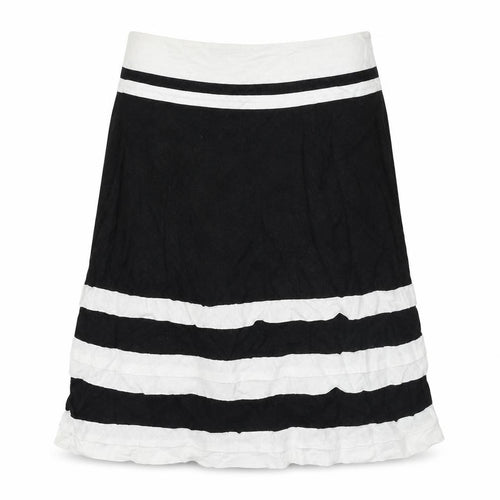 August Silk Womens Black Striped Linen A-Line Skirt Size 12 Zip