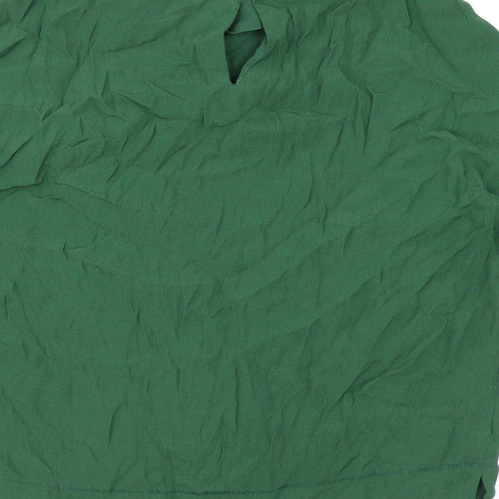 H&M Womens Green Viscose Basic T-Shirt Size 12 Round Neck