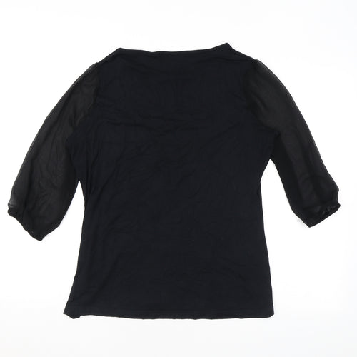 Marks and Spencer Womens Black Viscose Basic Blouse Size 12 Round Neck