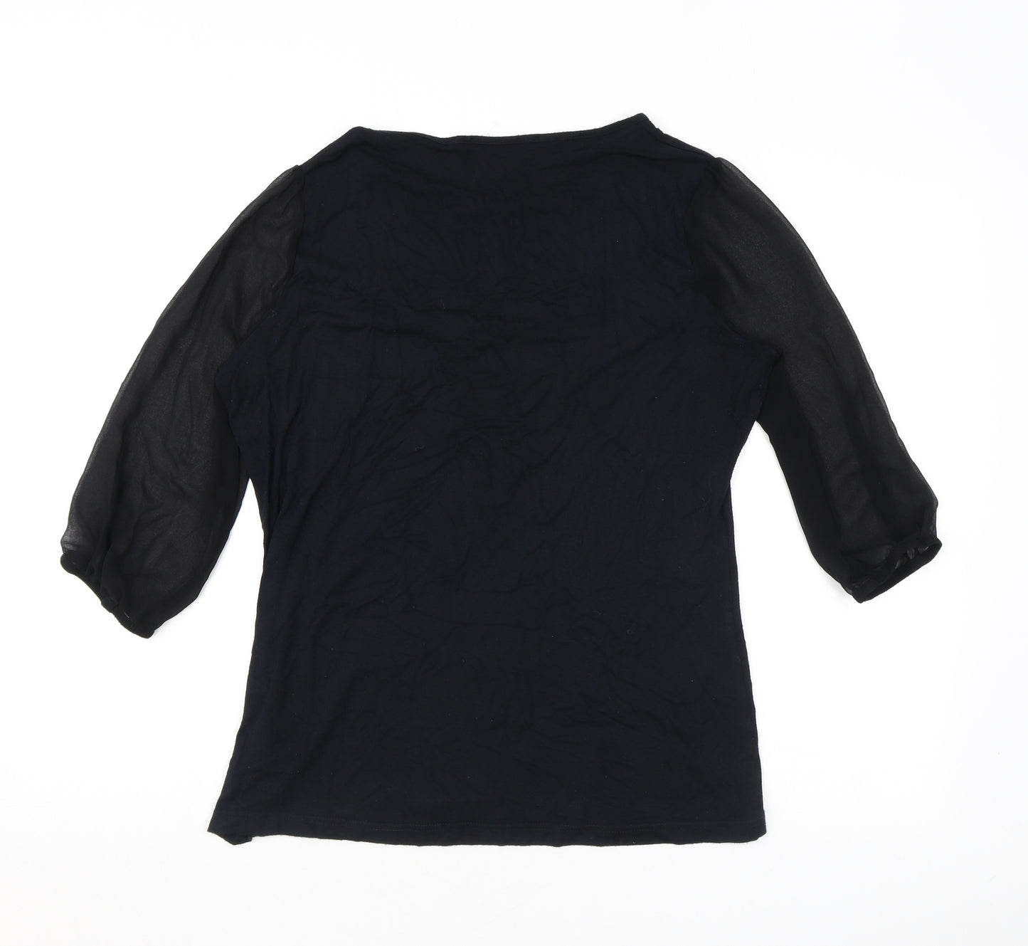 Marks and Spencer Womens Black Viscose Basic Blouse Size 12 Round Neck