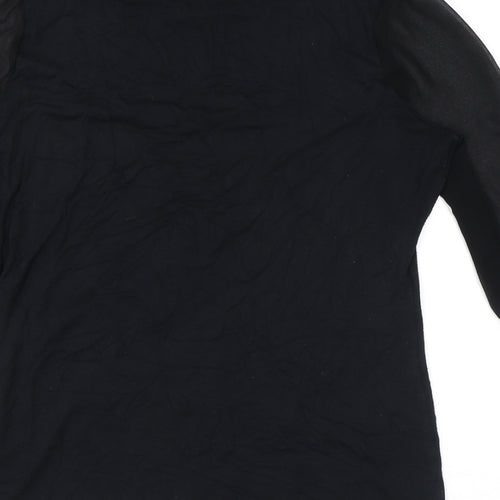 Marks and Spencer Womens Black Viscose Basic Blouse Size 12 Round Neck
