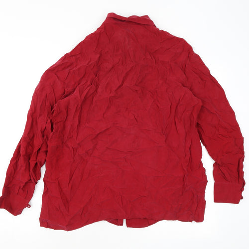 Marks and Spencer Womens Red Cupro Basic Button-Up Size 16 Collared
