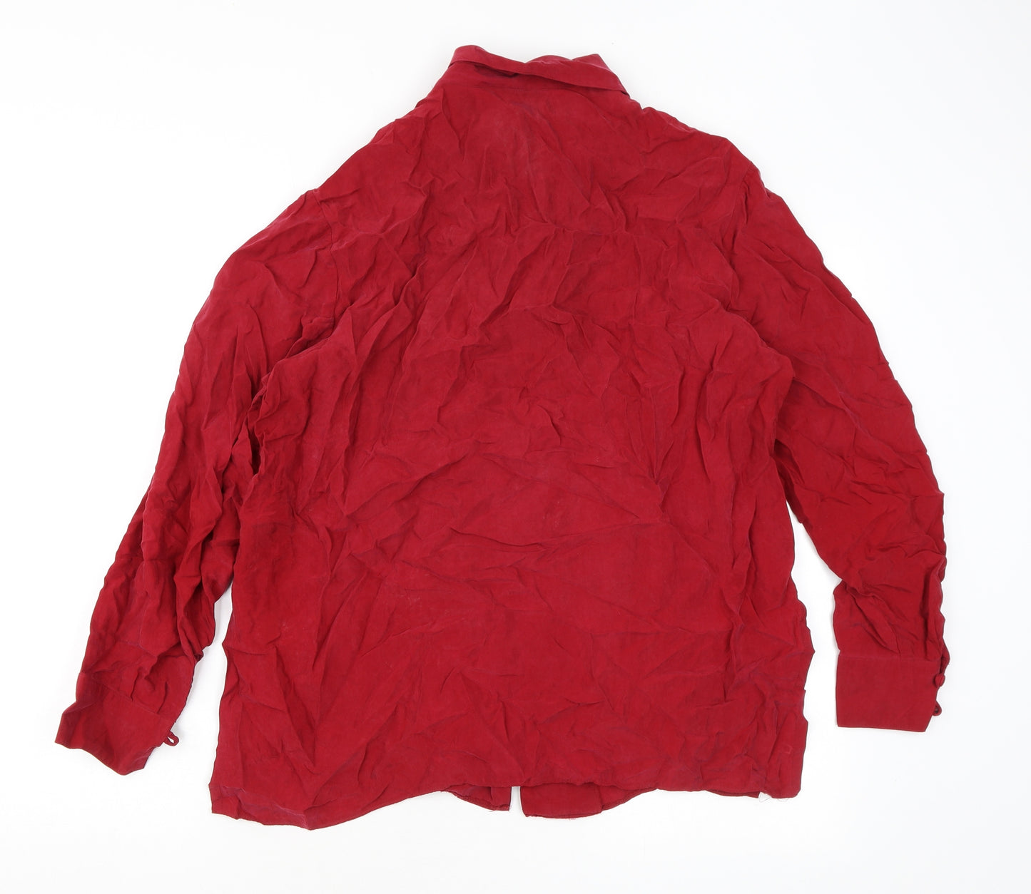 Marks and Spencer Womens Red Cupro Basic Button-Up Size 16 Collared
