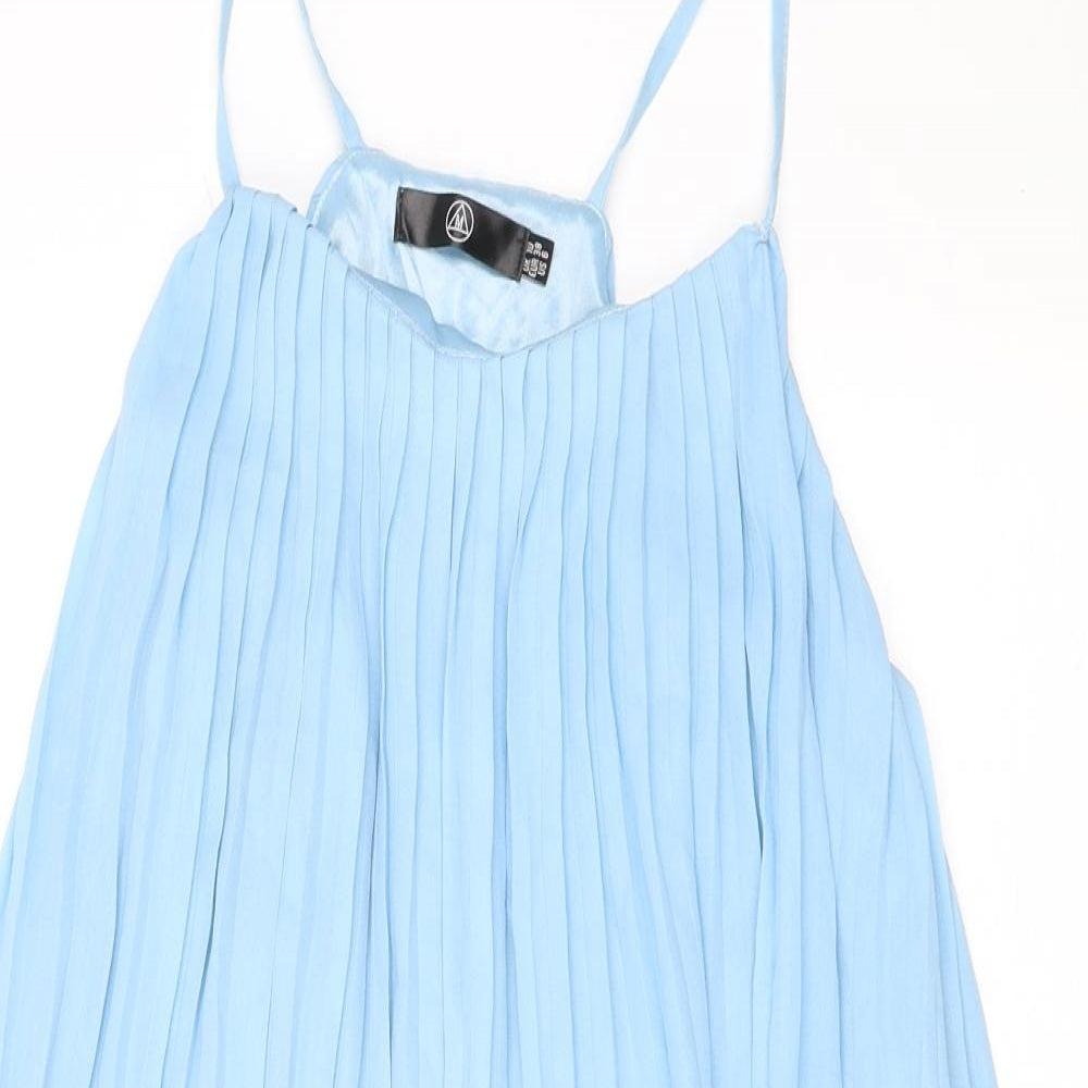 Missguided Womens Blue Polyester Camisole Tank Size 10 V-Neck - Pleated