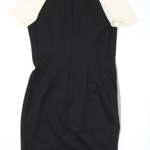 NEXT Womens Grey Colourblock Polyester Bodycon Size 14 Round Neck Zip