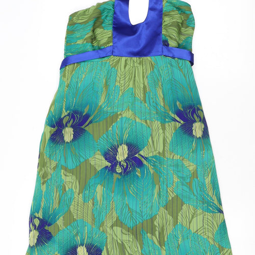 Principles Womens Green Geometric Polyester A-Line Size 8 Halter Zip