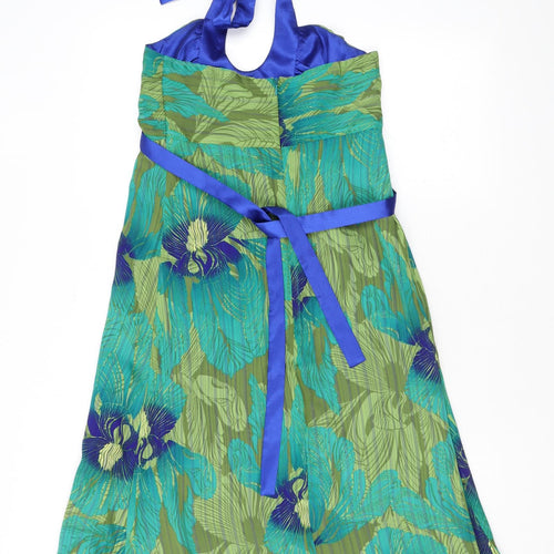 Principles Womens Green Geometric Polyester A-Line Size 8 Halter Zip