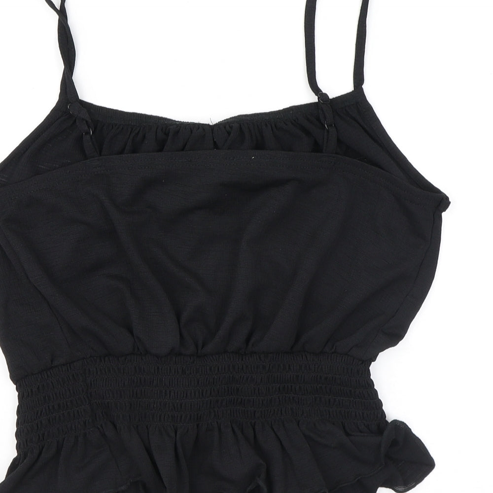 New Look Womens Black Polyester Camisole Tank Size 14 Square Neck