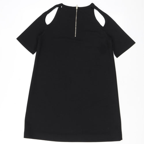 Boohoo Womens Black Polyester A-Line Size 8 Round Neck Zip - Cutout