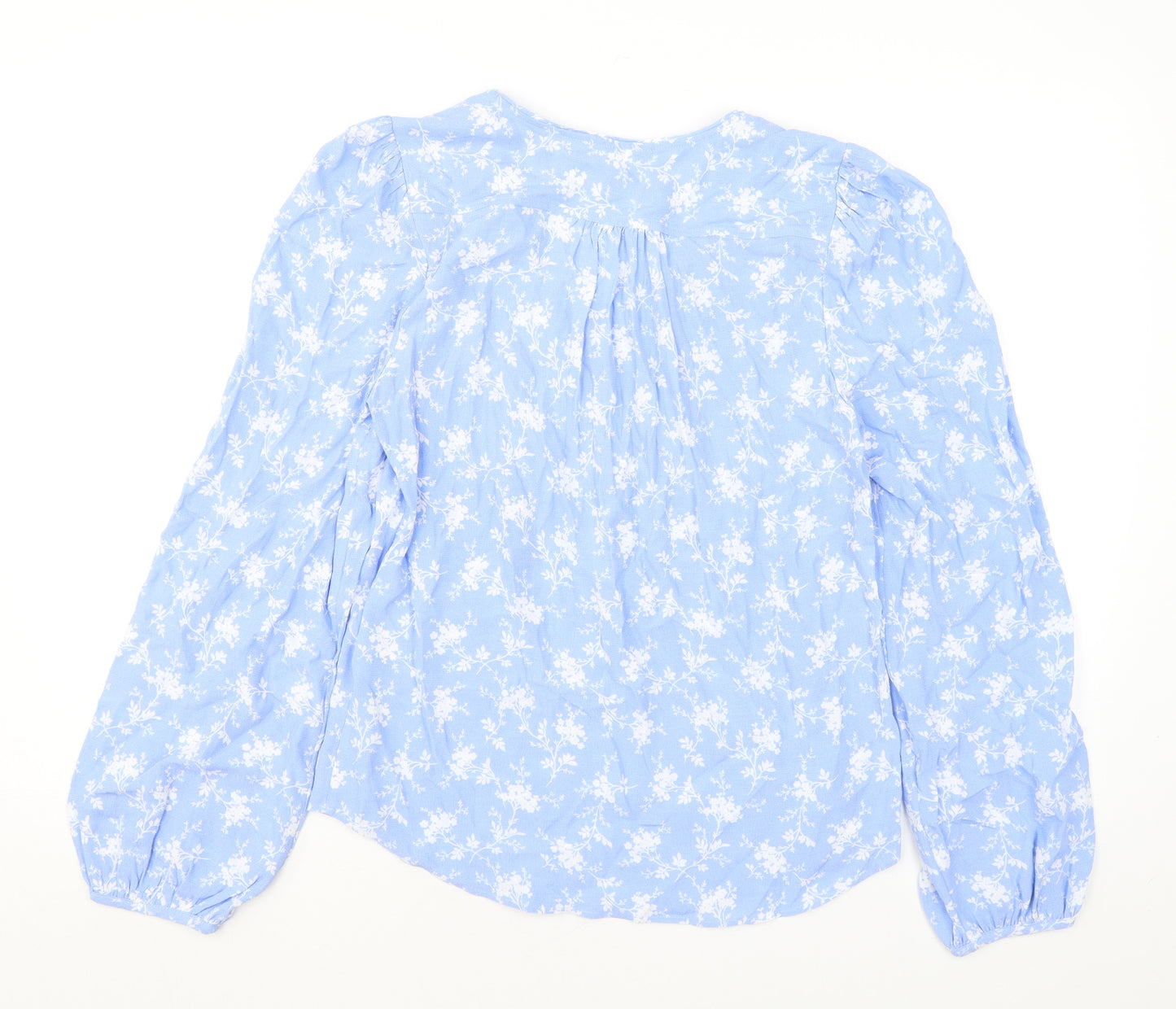 Per Una Womens Blue Floral Viscose Basic Blouse Size 6 V-Neck