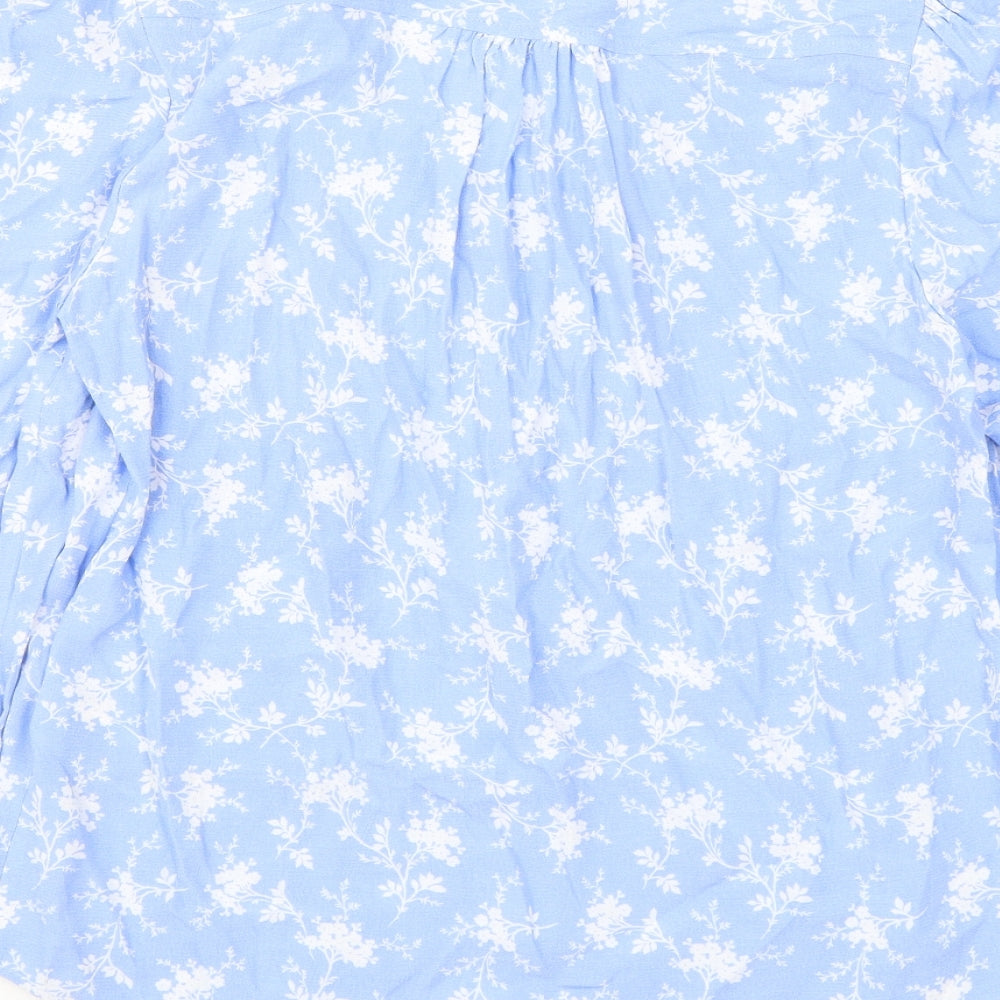 Per Una Womens Blue Floral Viscose Basic Blouse Size 6 V-Neck