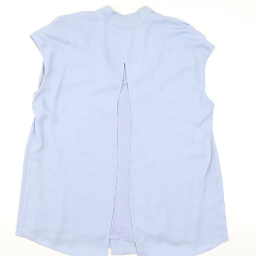John Lewis Womens Blue Polyester Basic Blouse Size 12 V-Neck