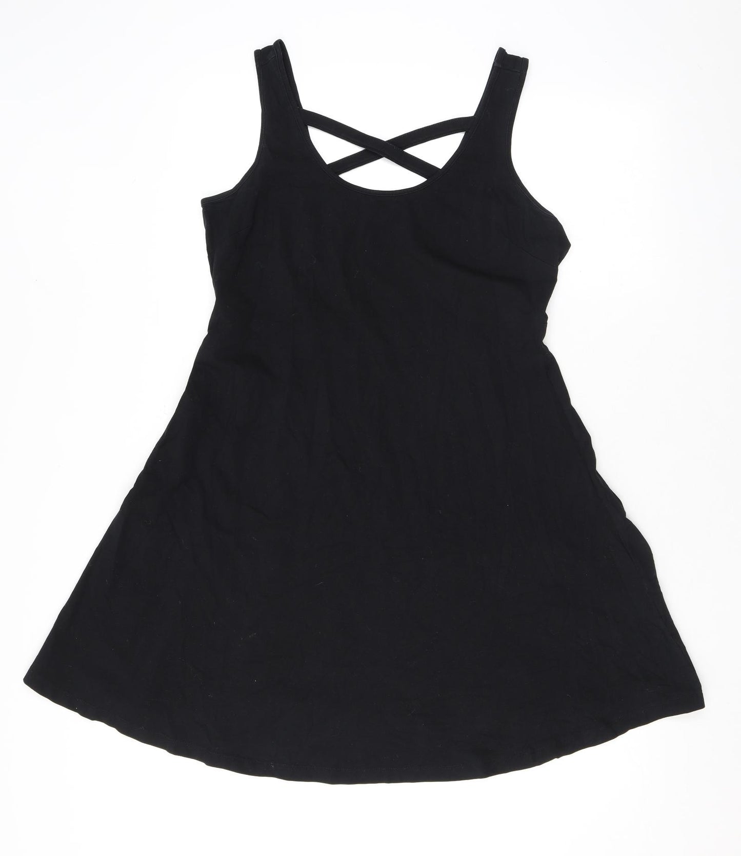 New Look Womens Black Cotton A-Line Size 14 Scoop Neck Pullover