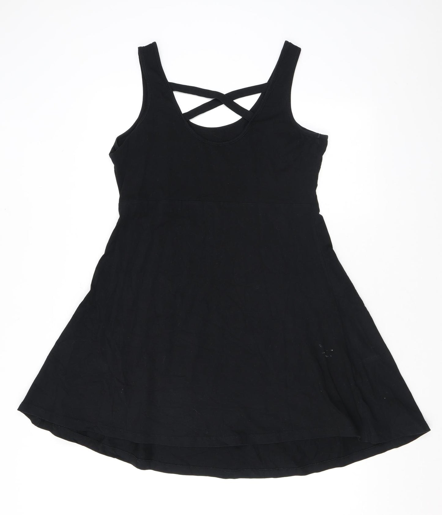 New Look Womens Black Cotton A-Line Size 14 Scoop Neck Pullover