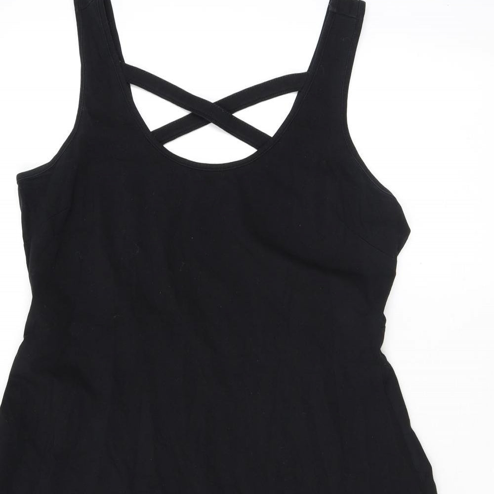 New Look Womens Black Cotton A-Line Size 14 Scoop Neck Pullover