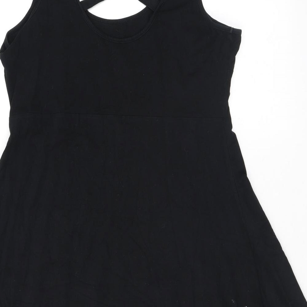 New Look Womens Black Cotton A-Line Size 14 Scoop Neck Pullover