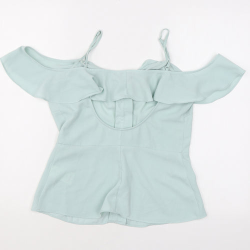 Warehouse Womens Blue Polyester Camisole Button-Up Size 10 Off the Shoulder