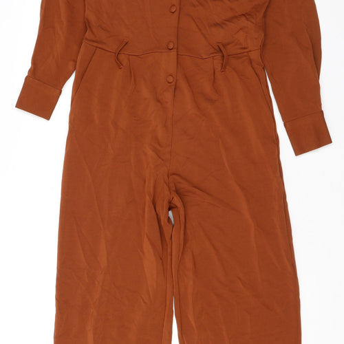 & Other Stories Womens Brown Polyester Jumpsuit One-Piece Size 6 L25 in Button
