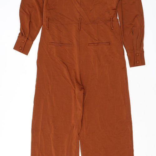 & Other Stories Womens Brown Polyester Jumpsuit One-Piece Size 6 L25 in Button