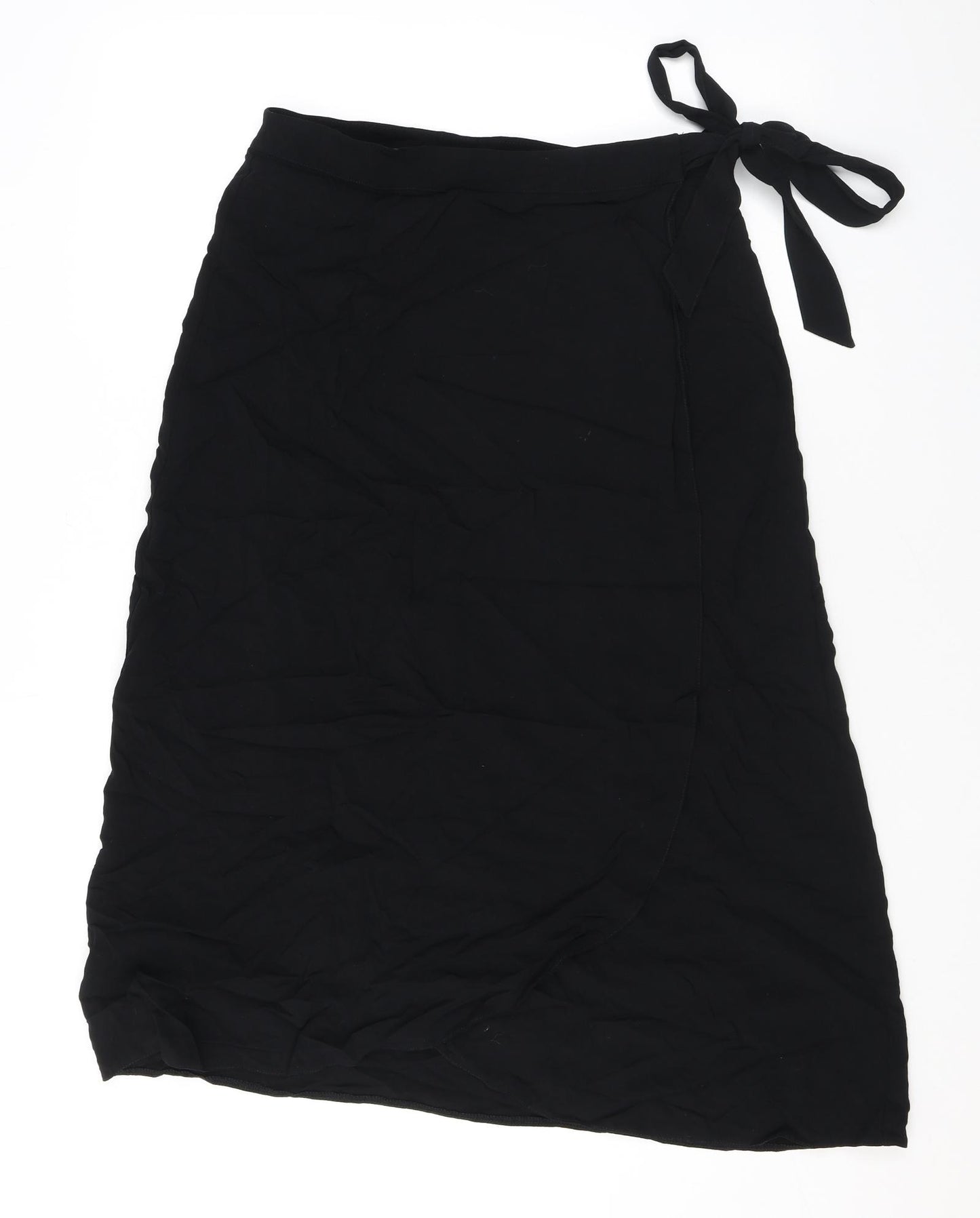 New Look Womens Black Viscose Wrap Skirt Size 12 Button