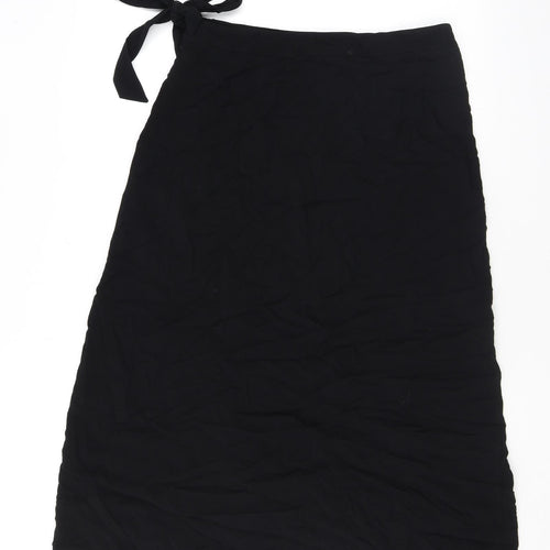 New Look Womens Black Viscose Wrap Skirt Size 12 Button