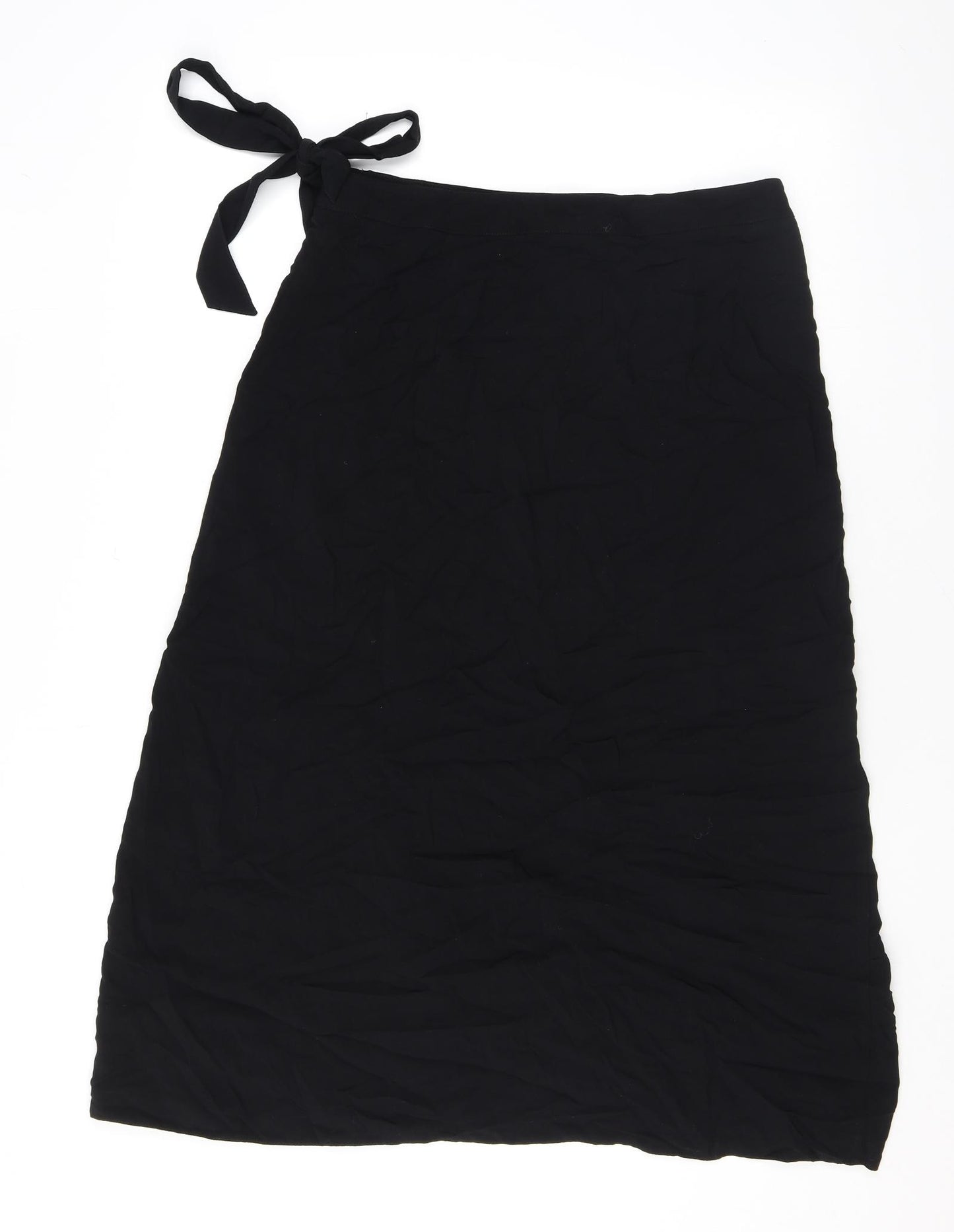 New Look Womens Black Viscose Wrap Skirt Size 12 Button