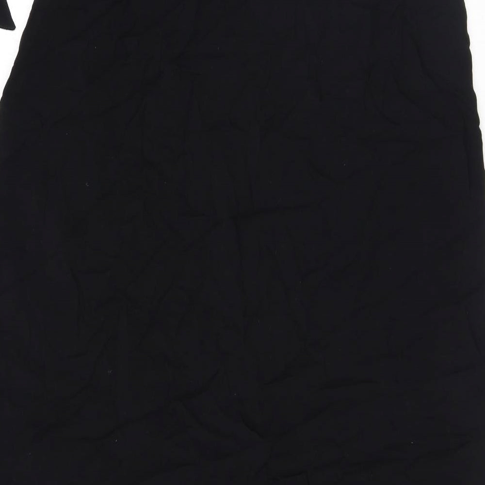 New Look Womens Black Viscose Wrap Skirt Size 12 Button