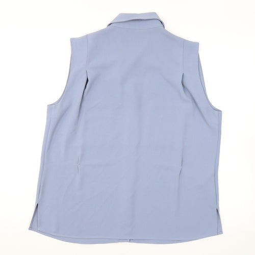 Mango Womens Blue Polyester Basic Button-Up Size M Collared