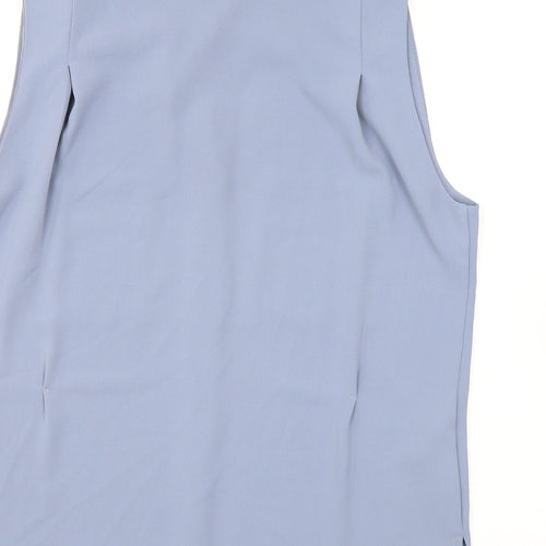 Mango Womens Blue Polyester Basic Button-Up Size M Collared