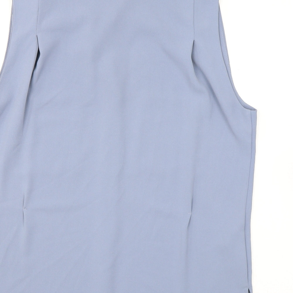 Mango Womens Blue Polyester Basic Button-Up Size M Collared