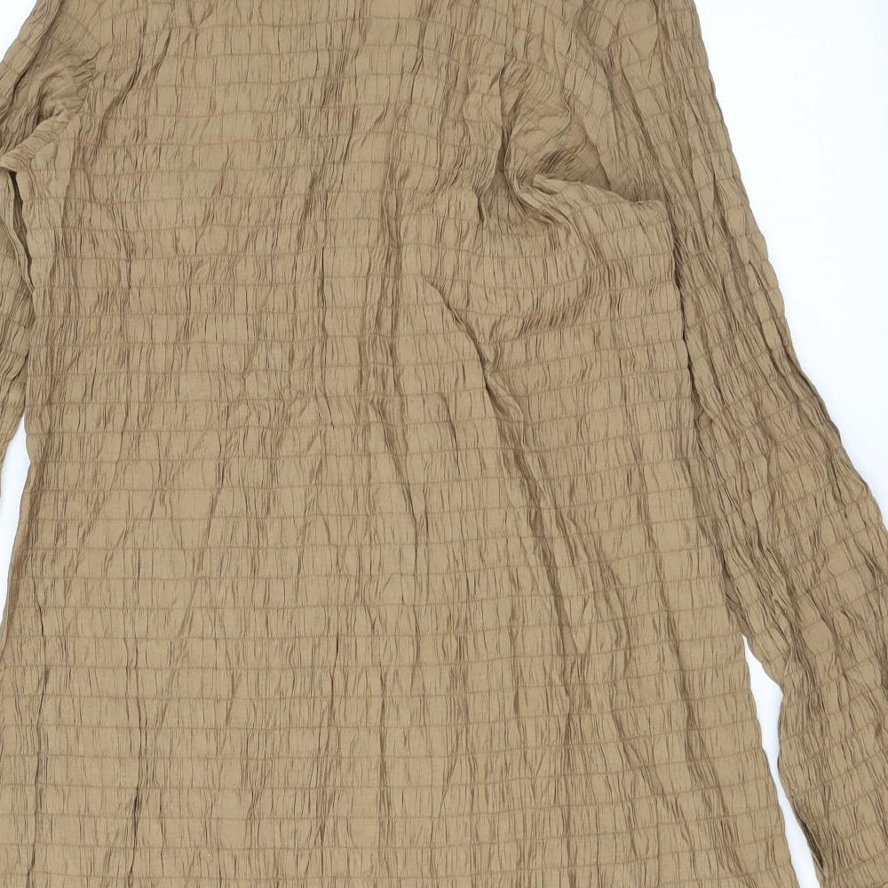 Boohoo Womens Brown Polyester Shirt Dress Size 16 Collared Button