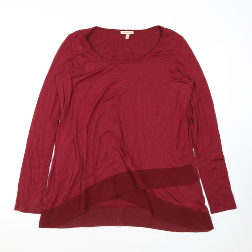 Bordeaux Womens Red Polyester Basic Blouse Size M Scoop Neck