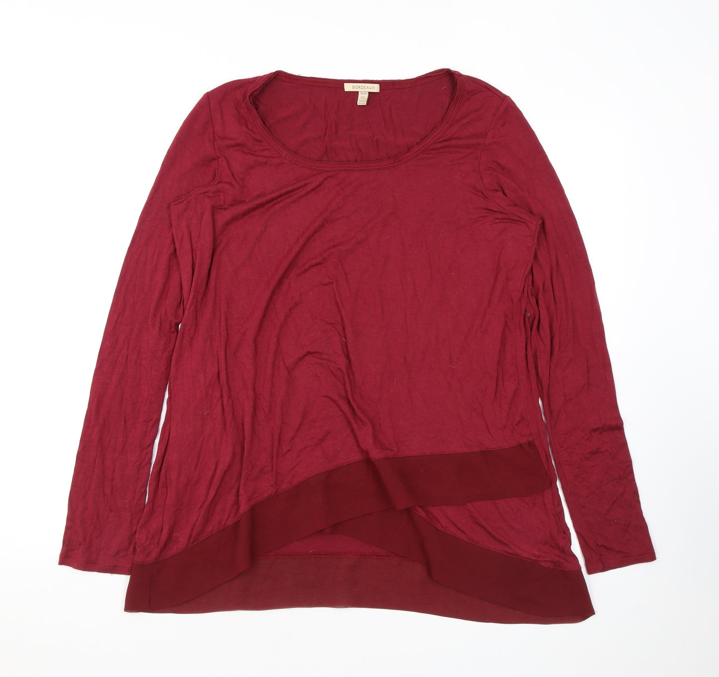Bordeaux Womens Red Polyester Basic Blouse Size M Scoop Neck