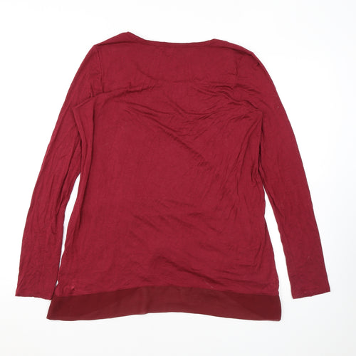 Bordeaux Womens Red Polyester Basic Blouse Size M Scoop Neck